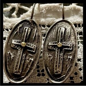 Shelly Schermerhorn Santa Fe artist
cross earrings Sterling 22k &14k Collectible